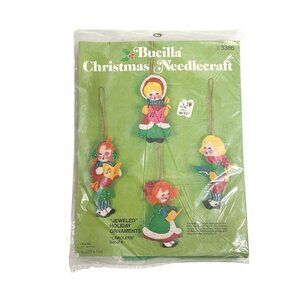 Bucilla Christmas Needlecraft #3386 Carolers Jeweled Holiday Ornaments Vintage